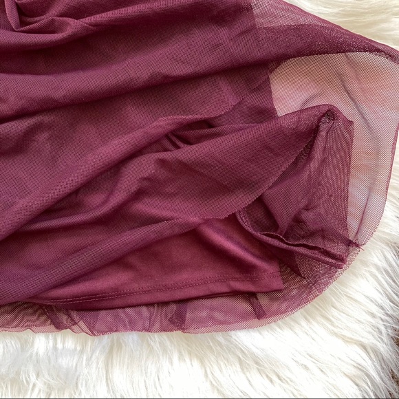 Embroidered Burgundy Boho Tulle Dress S - Picture 13 of 16